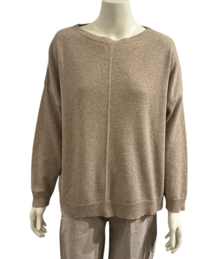 Bluse i Cashmere blend - Sand