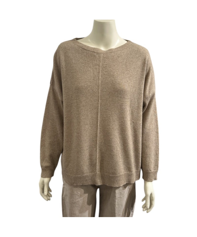 Bluse i Cashmere blend - Sand