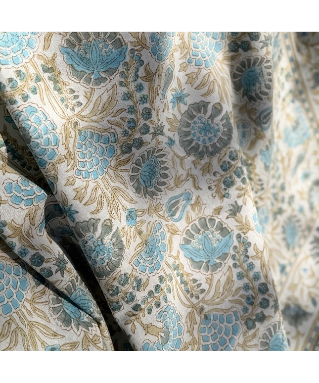 Sengetæppe med blokprint 220x280 cm