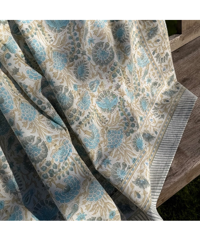 Sengetæppe med blokprint 220x280 cm