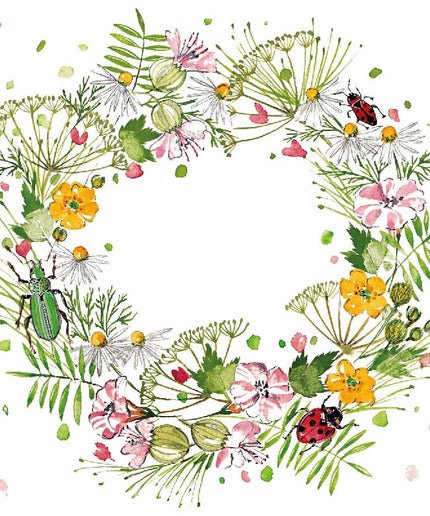 Wild Flower Wreath papirservietter 16x16 cm