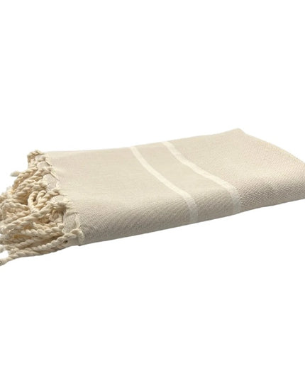 Beige & hvid stribet Hamam håndklæde