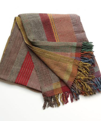 Multi plaid i uld og silke 130x170 cm