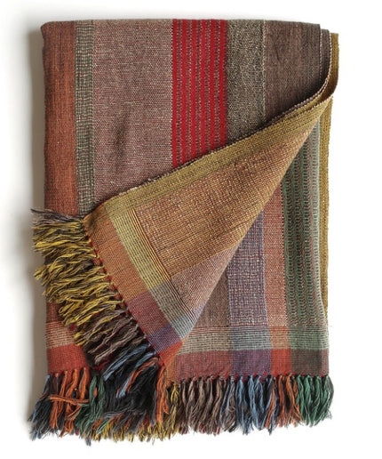 Multi plaid i uld og silke 130x170 cm